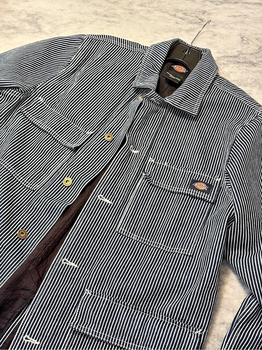 Dickies Morristown Hickory Striped Chore Jacket Blue & White Railroad Stripe
